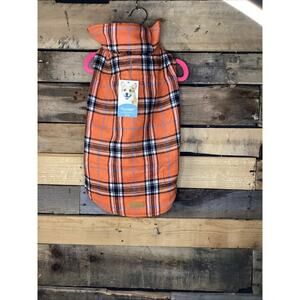 Kuoser Reversible Dog Coat Orange Plaid, Large